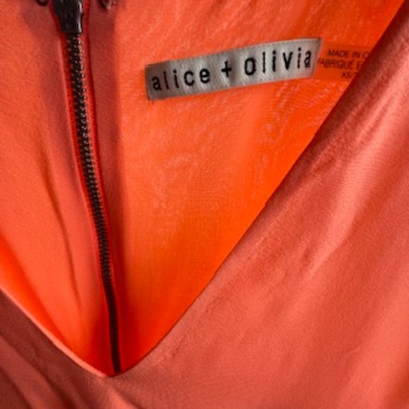 ALICE + OLIVIA Orange Silk Shift Dress with Cutouts - Picture 6 of 9